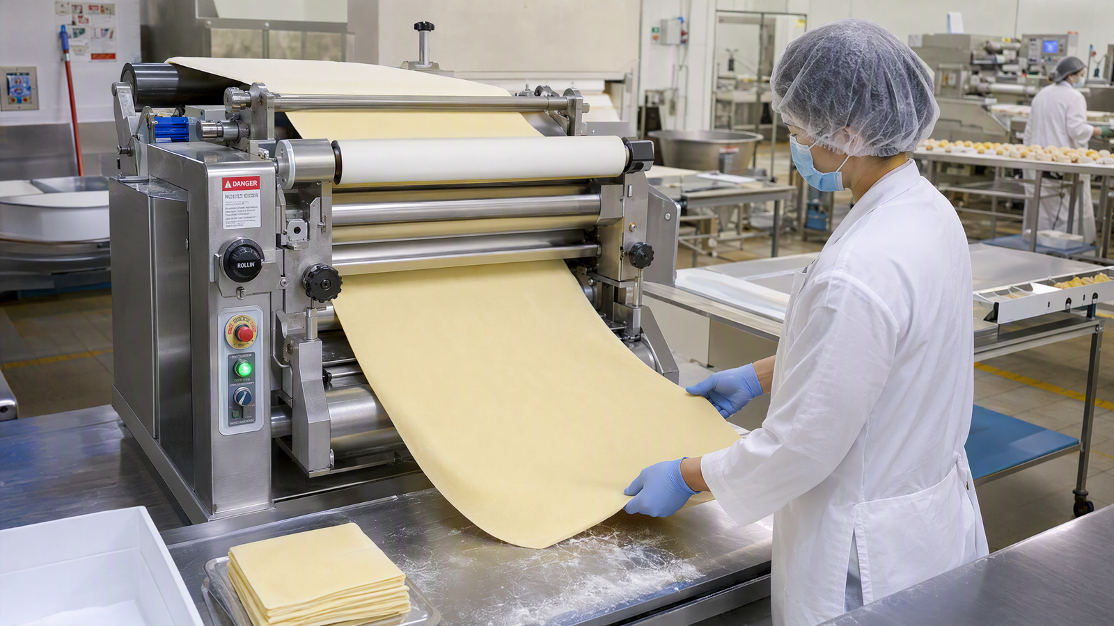 Commercial Dough Sheeter - Wonton Wrapper & Pasta Sheet Machine Commercial dough sheeter machine rolling uniform dough sheets for wonton and dumpling wrapper production