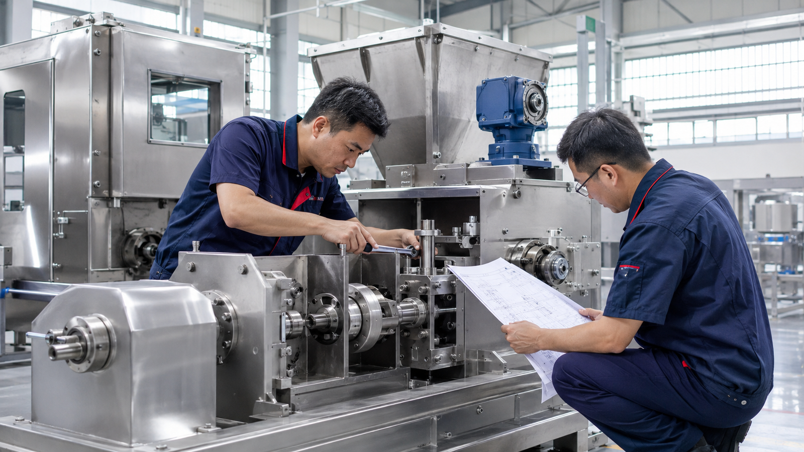 Professional assembly of commercial food processing machines