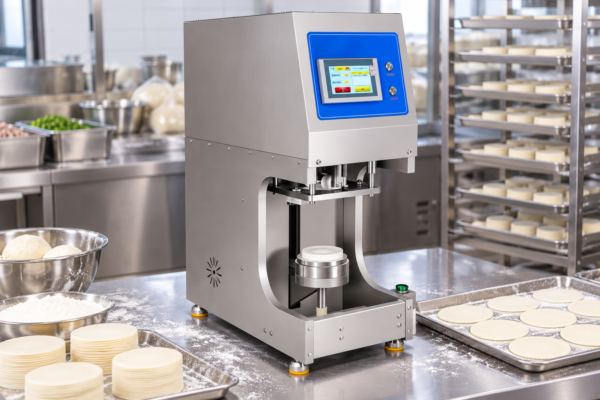 Commercial Dough Sheeter in a commercial processing environment Commercial Dough Sheeter in a commercial processing environment