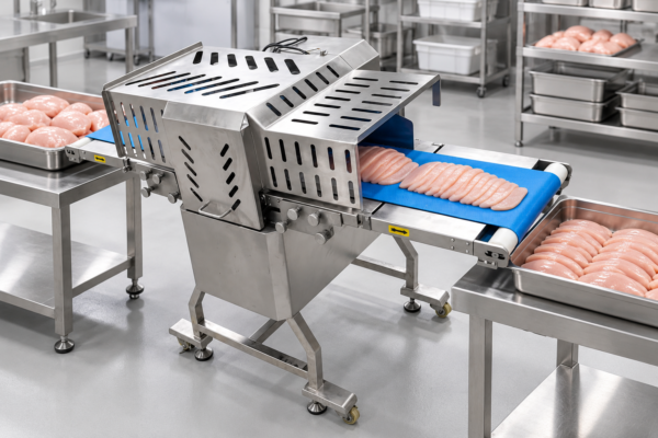 Commercial Fresh Meat Slicer in a commercial processing environment