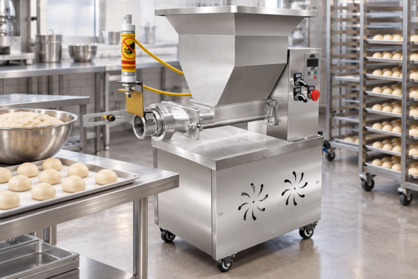 Dough Divider Machine in a commercial processing environment Dough Divider Machine in a commercial processing environment