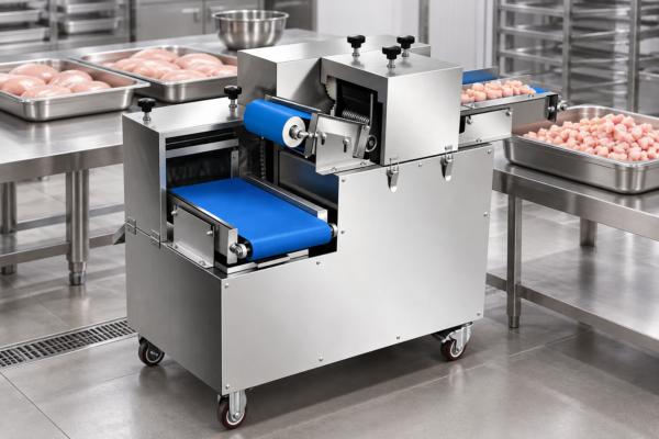 Fresh Meat One-Time Dicing Machine in a commercial processing environment Fresh Meat One-Time Dicing Machine in a commercial processing environment