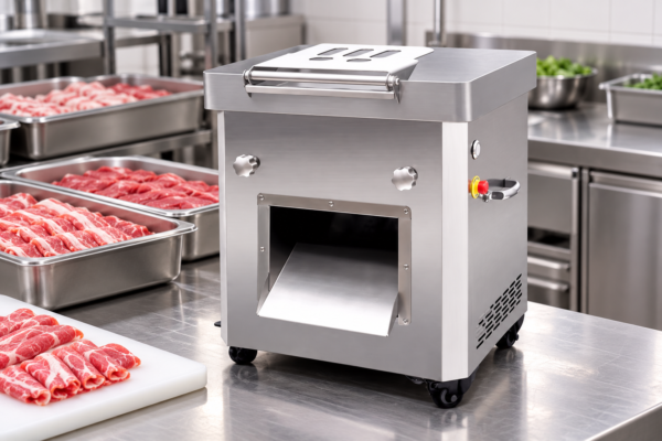 Meat Slicer Machine in a commercial processing environment Meat Slicer Machine in a commercial processing environment
