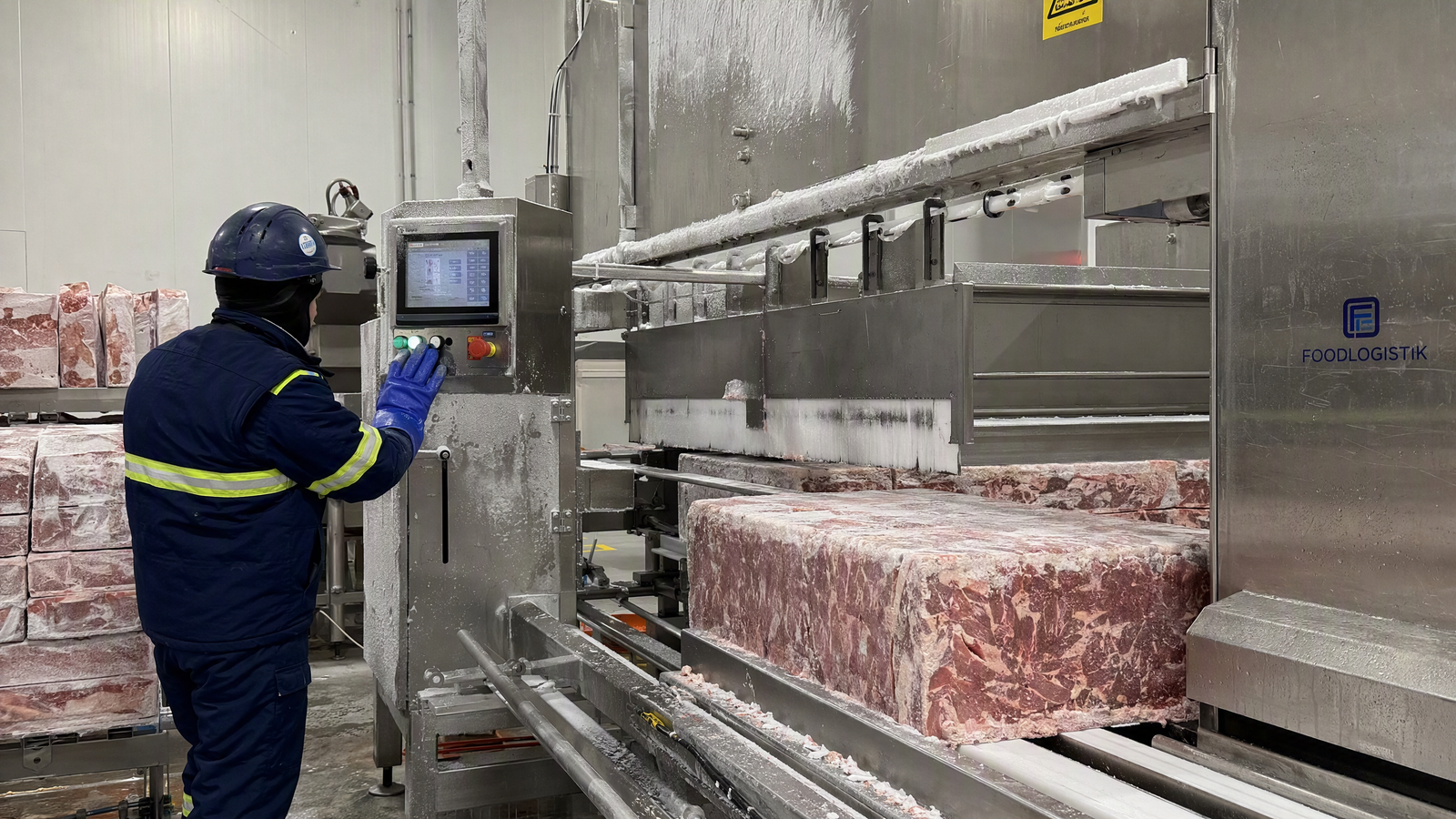A Moscow cold storage operator installed a frozen block slicer to portion minus-