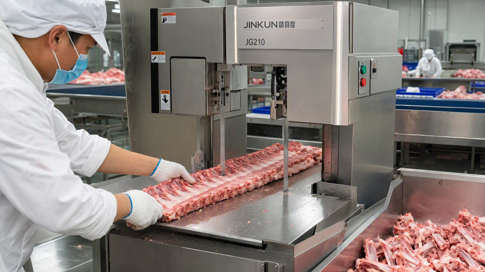 A Poznan pork exporter installed a double blade band saw for parallel rib portio