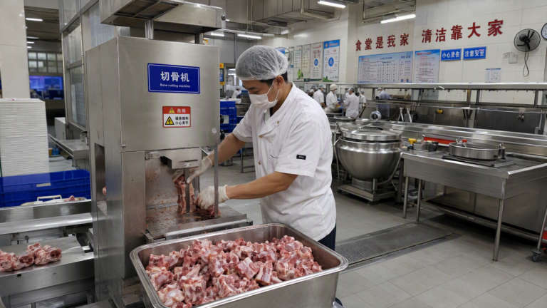Bone Cutter for a Singapore School Cafeteria Network: 3000 Meals Daily - Yuerui Machinery