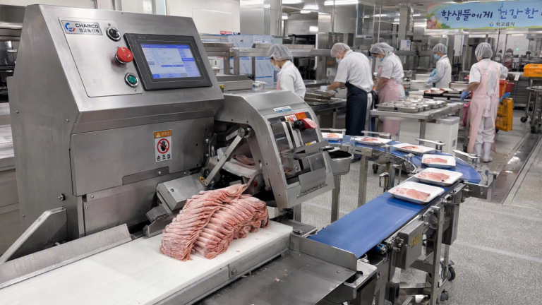 Cafeteria Slicing Line at a Saudi Arabian Corporate Campus: 4500 Portions/Shift - Yuerui Machinery