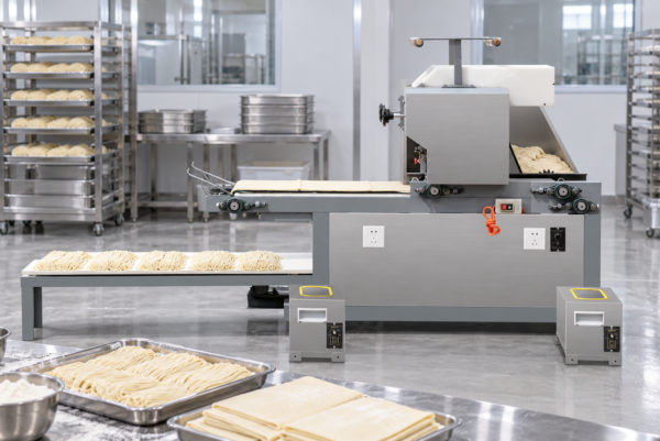Noodle Making Machine in a commercial processing environment Noodle Making Machine in a commercial processing environment