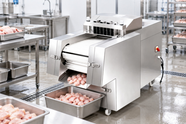 One-Time Forming Chopping Machine in a commercial processing environment One-Time Forming Chopping Machine in a commercial processing environment