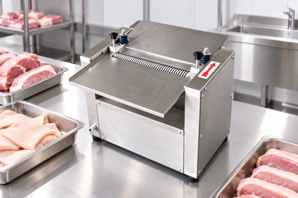 Pork Skinning Machine in a commercial processing environment Pork Skinning Machine in a commercial processing environment