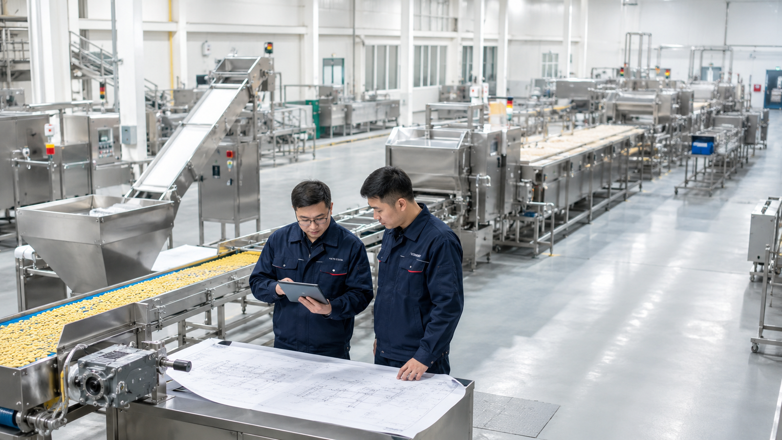 Customized food processing factory equipment layout and production line