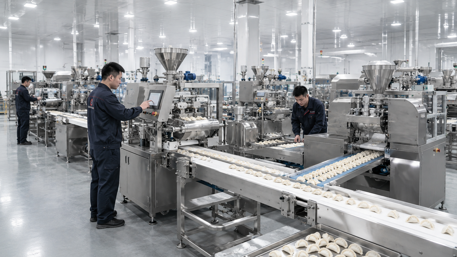 Commercial automatic dumpling production line by Yuerui Machinery