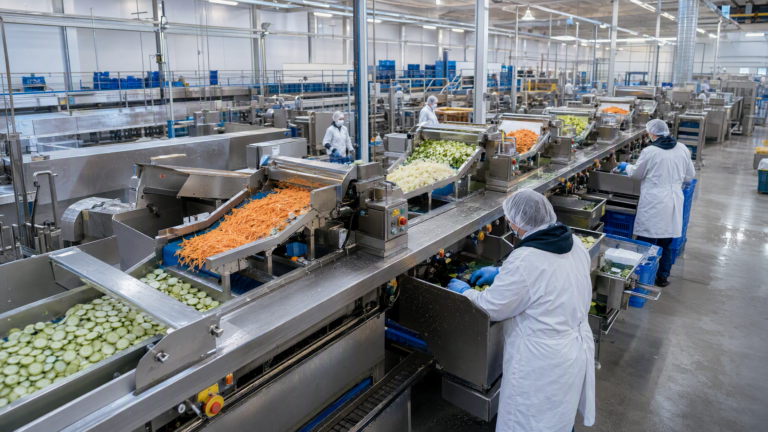 Conveyor Cutting Line at a Thai Food Factory: 3000 kg/hour Mixed Vegetables - Yuerui Machinery