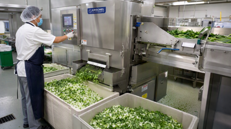 Leafy Vegetable Cutter at a Singapore Central Kitchen: 400 kg/hour - Yuerui Machinery