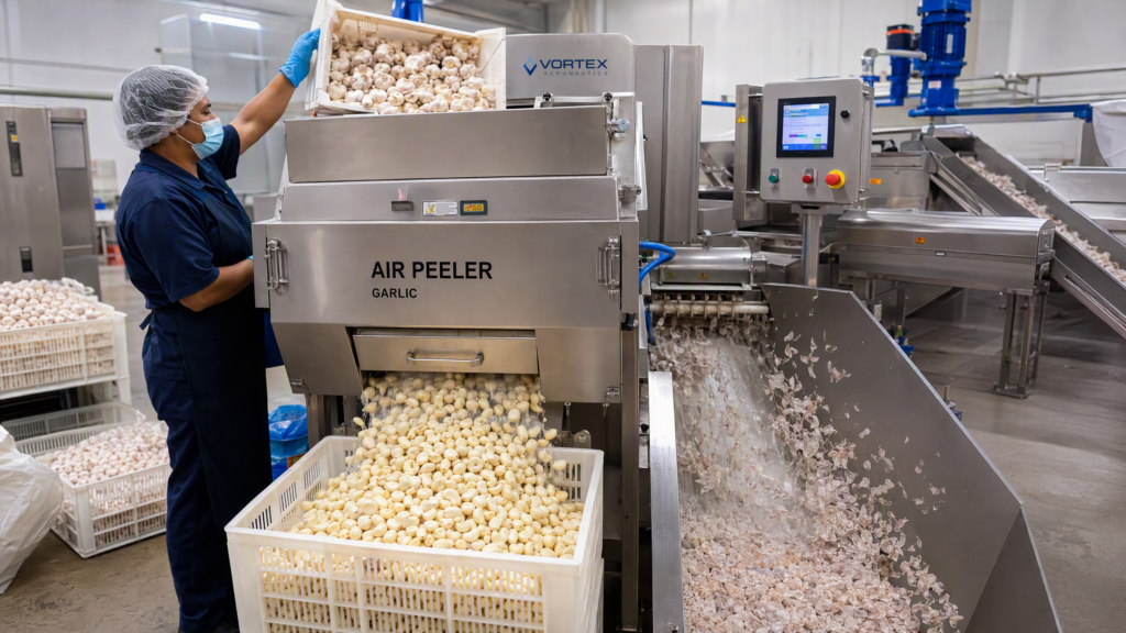 Garlic Peeler at a Chinese Condiment Factory: 300 kg/hour Dry Peeling