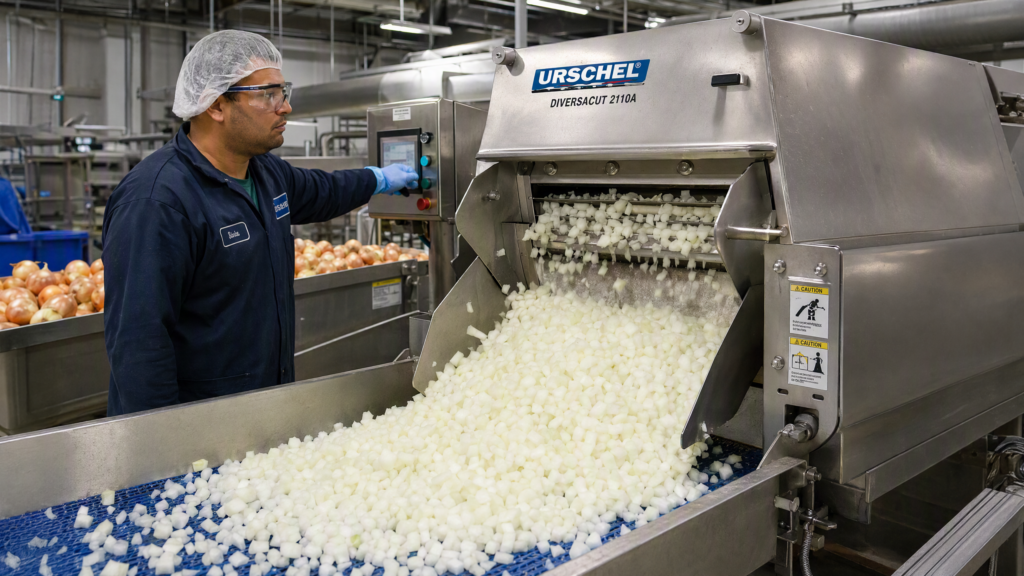 Onion Dicing Machine at a Polish Frozen Food Factory: 800 kg/hour