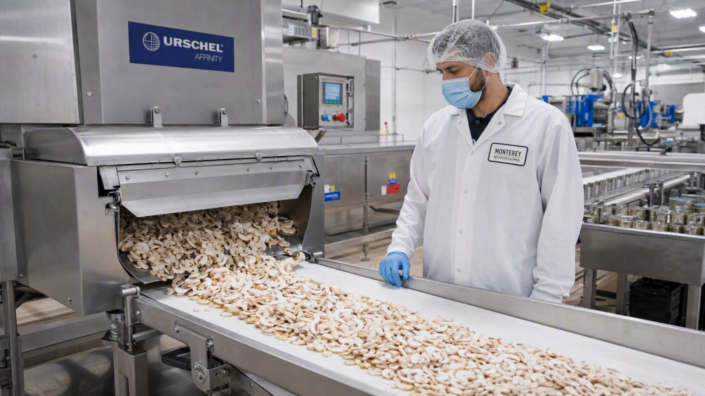 Mushroom Slicer at a Chinese Canned Food Plant: 500 kg/hour