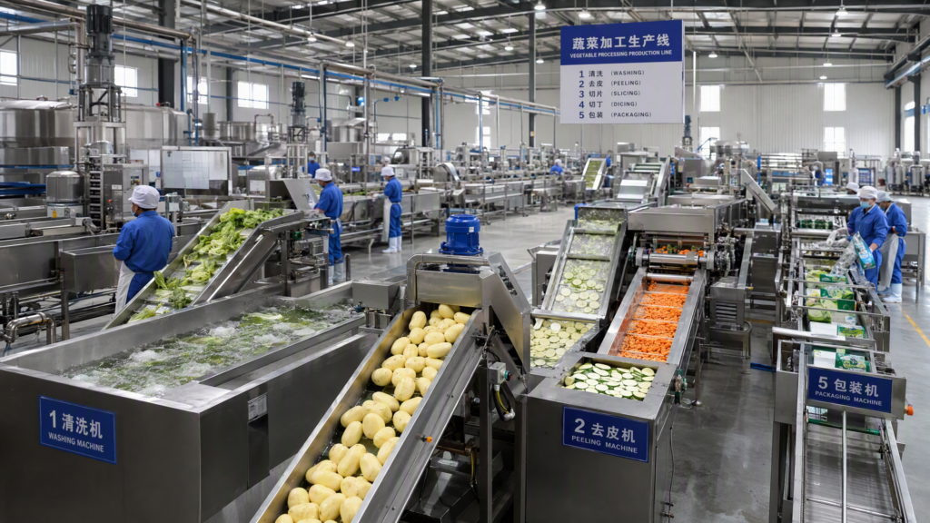 Complete Vegetable Processing Line at a Malaysian Frozen Food Factory: Turnkey Installation