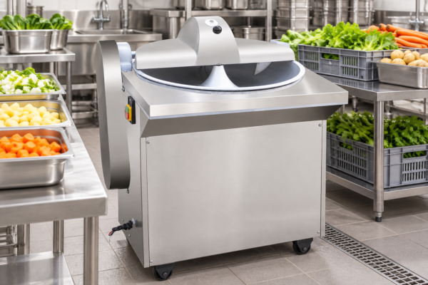 Vegetable Cutting Machine in a commercial processing environment Vegetable Cutting Machine in a commercial processing environment